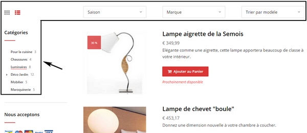 critères de recherche sur le site